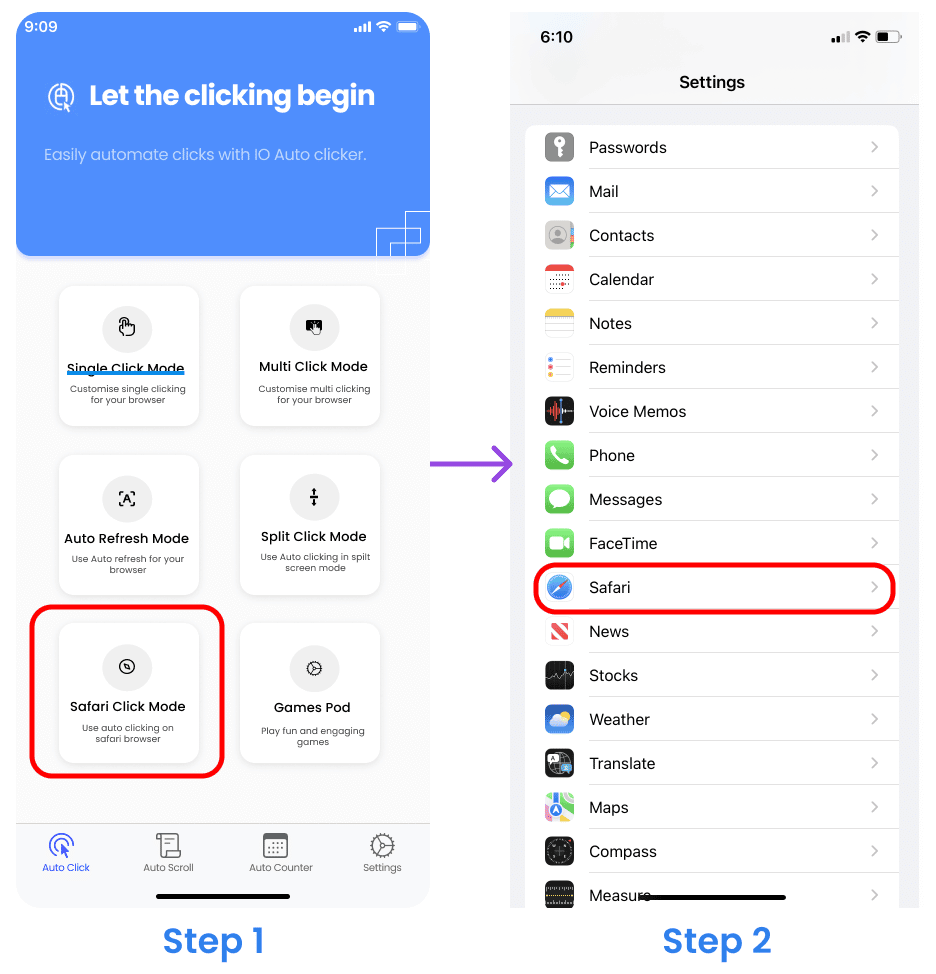 safari click mode