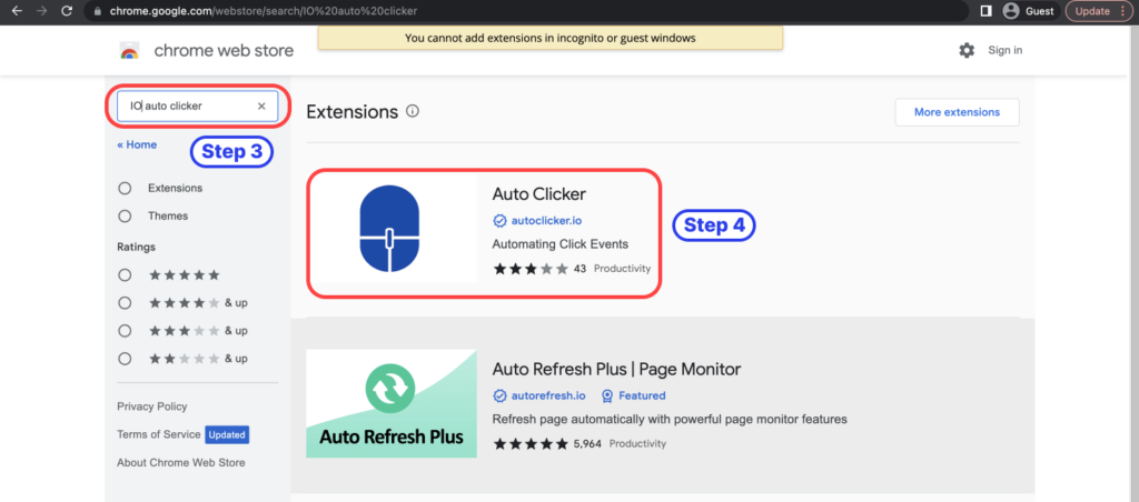 Searching and downloading the extension